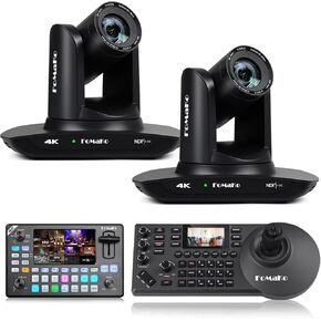 FoMaKo 4K PTZ Camera HDMI NDI AI Auto-Tracking Gen 3, 20X Optical Zoom,for Water Sports Live Streaming Including Swimming, Diving, Water Polo,Sailing Live Competions(K20UH NDIX2+KC608 Pro+KC602)