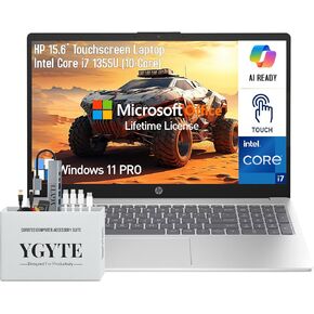 HP 15 Inch Laptop Touchscreen Computer PC, 15.6 FHD IPS Touch Screen Business Laptop, Intel 10-Core i7-1355U, Windows 11 Pro Lifetime Office, 64GB RAM 2TB SSD+512GB Docking Set, 10 Key Number Pad