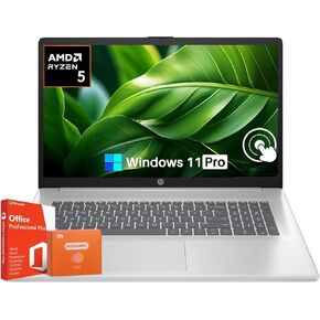 HP 17 Laptop, 17.3" HD+ Touchscreen, AMD Ryzen 5 7530U, AMD Radeon Graphics, 32 GB RAM, 1 TB SSD, HD Webcam, Wi-Fi 6, Long Battery Life, Windows 11 Pro & Office Pro Lifetime License, w/Accessories