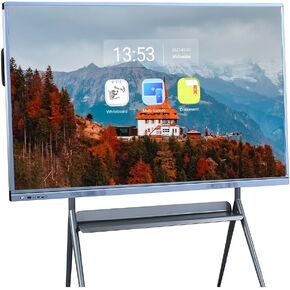 75" 4K UHD Interactive Smart Board for Conference Rooms - Dual OS (Windows 10 & Android 11) Touchscreen with 20-Point Multi-Touch, Wireless Collaboration & Anti-Glare Display for Businesses