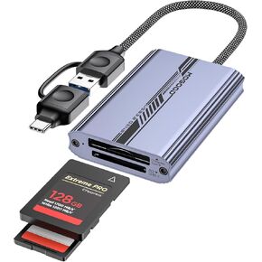 CF Express Type B & SD 4.0 قارئ بطاقة مزدوجة الفتحة ، USB A/C إلى النوع B CF Express Adapter ، USB 3.2 GEN 2 10GBPS CFEXPRESS B READER CARMER BISTROMER ، MACBOOK ، الكمبيوتر المحمول ، الكمبيوتر اللوحي ، إلخ