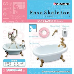 Re-Ment Pose Skeleton Bathing Set 1/18 Scale Figure (Japan Import)