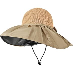 KXF Women Summer Beach Sun Hat Super UV Protection Beach Sunhat with Black Rubber Coating for Ladies