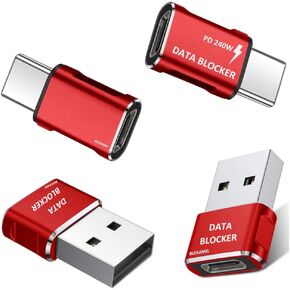 Data Blocker, USB A to C & USB C Data Blocker for iphone15 16 and Any Mobile Phone Charging, Protect Against Juice Jacking, Refuse Hacking 100% Guaranteed, Only Safe Charging (4-Pack)