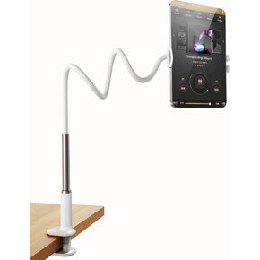 Gooseneck Tablet Holder for Bed, Adjustable Tablet Stand for Desk, Flexible Long Arm Mount for Kindle Reading in Bed, Compatible with iPad and Other 4.7-10.9 Inches Devices