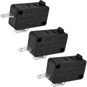 3 Pcs KW3AT-16A Microwave Oven Door Switch, 16A 125VAC Microwave Oven Door Switch Replacement Part (2X Normally Open + 1x Normally Closed)