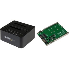 StarTech.com USB 3.1 (10Gbps) Hard Drive Duplicator Dock,Black & StarTech.com M.2 SSD to 2.5in SATA Adapter - M.2 NGFF to SATA Converter - 7mm - Open-Frame Bracket - M2 Hard Drive Adapter Green