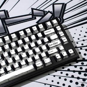 Retro Manga PBT Keycaps, Japanese Anime Keycaps Set, 141 Keys Custom Cherry Profile Key Caps, Cool Gaming Keyboard Caps for Cherry Gateron MX Switches 60% 65% 75% 100% Mechanical Keyboard