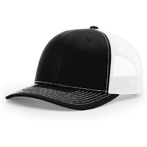 Richardson Unisex 112 Trucker Adjustable Snapback Baseball Cap, Split Black/White, One Size Fits Most