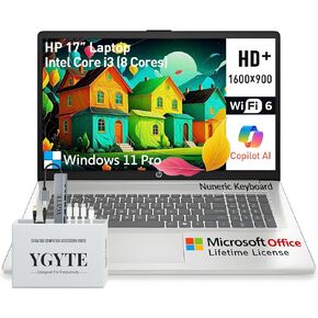 HP 2025 Laptops 17 Inch, 17.3" Laptop Computer, HD+ Large Screen, Intel Core i3 (8-Cores), 32GB RAM 2TB SSD, Windows 11 Pro Lifetime Office, 10 Key Number Pad, Wi-Fi 6, USB-C