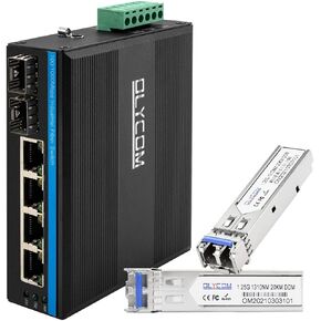 4-Port Outdoor Full Gigabit PoE+ DIN-Rail Fiber Network Switch 4 x Gigabit PoE+ Ports 2 x 1.25G SFP Fiber Ports 120W with 2pcs Industrial SFP Transceivers