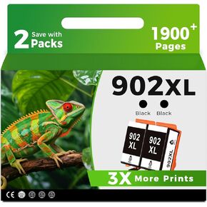 902XL Black Ink Cartridges 2 Pack Compatible for HP 902 XL HP902XL HP902 for HP for OfficeJet Pro 6960 6968 6970 6971 6974 6975 6978 6979 OfficeJet 6958 6950 6951 6954 6956 6961 6962 6964 Printers