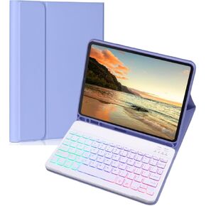 Keyboard Case for iPad Pro 13 (M4) 2024, Slim Candy 7 Color Rainbow Backlight Detachable Magnetic Keyboard Cover with Pencil Holder,Mint Green