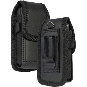 Compatible with Jitterbug Flip 2 and Jitterbug Flip Phone - Black Leather Vertical Belt Loop Waist Case