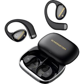 Monster Open Ear AC520 Headphones, Bluetooth 6.0 Wireless Earbuds with HiFi Sound, Open Ear Earbuds with 24H Playtime, Unique Handbag Design, ENC Clear Call, IPX6 Resistance Wireless Headphones（Black）
