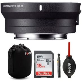 Sigma MC-11 Lens Mount Converter (Canon EF to Sony E-Mount) with 16GB SD Card and Accessory Bundle