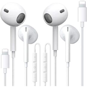 2 Packs-for iPhone Headphones，Wired Headphones for iPhone Earbuds Built-in Microphone & Volume Control Nosie Reduction Headsets Compatible with i-Phone 14/13/12/11/XR/XS/X/8/7 Support All iOS System