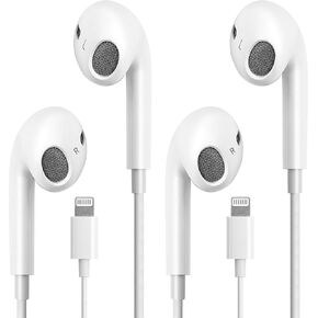 2-Pack Wired Headphones/Earphones for iPhone, in-Ear Earbuds with Built-in Microphone & Volume Control,Compatible with iPhone 14/13/12/11/XR/XS/X/8/7/SE/Pro/Pro Max （White） 1