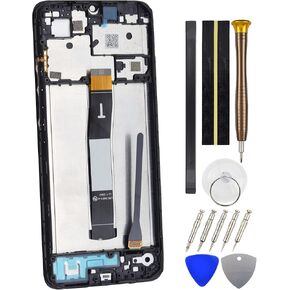 Pre Install Full Screen Replacement for Xiaomi Redmi 12C 22120RN86G 22120RN86I IPS LCD Touch Digitizer Screen and Screen Frame Repair Part Include Tool KitBlack 6.71"