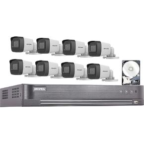HIK 8CH 5MP HD Analog Surveillance Security Camera System Bundle Kit for Hikvision 8CH DVR with 4TB HDD 8X 5MP Outdoor Audio Bullet Cameras Audio & Video Recording Remote Access