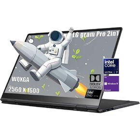 LG Gram Pro 16 inch 2-in-1 Business Laptop, WQXGA IPS Touch, Intel Evo Edition, Core Ultra 7 155H (16 Core up to 4.8GHz), Intel Arc, 32GB RAM, 3TB SSD, Windows 11 Pro