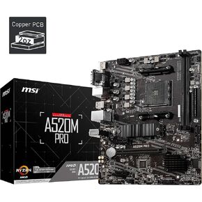 MSI A520M PRO Gaming Motherboard (AMD AM4, DDR4, PCIe 4.0, SATA 6Gb/s, Dual M.2, USB 3.2 Gen 1, HDMI/DP, Micro-ATX)