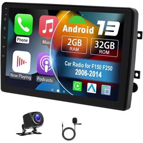 Android 13 Car Radio for Ford F150 F250 F350 2004-2014 with Wireless Carplay & Android Auto, 2+32G 9Inch Touchscreen Car Navigation Player with GPS WiFi Backup Camera