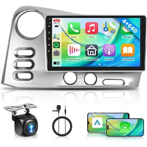 4+64G Android Car Stereo Radio for Toyota Corolla Matrix 2003-2008(LHD) Wireless Carplay Android Auto, 9’’ Touch Screen Head Unit Mirror Link Bluetooth GPS Navigation WIFI FM/RDS DSP Backup Camera SWC