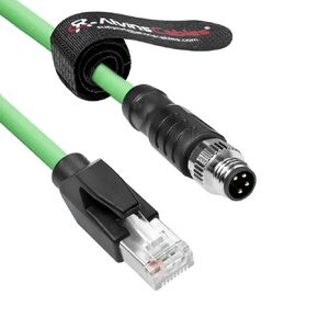 كابلات Alvin M8 A-Code 4 Pin Male to RJ45 Ethernet Cable Cat5e محمي عالي الإقامة لبيخوف ZK1090-3191 الأتمتة الصناعية EtherCat Fieldbus 33ft/10M