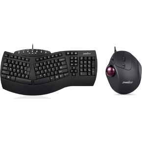 Perixx Wired USB Ergonomic Split Keyboard with Trackball Mouse