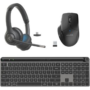 JLab Work Bundle, Go Work 2 Headset, Epic Wireless Keyboard and JBuds Wireless Mouse