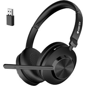Wireless Headset with Mic,Wireless Work Headset Bluetooth V5.3 with AI Noise Cancelling Mic with USB Dongle & Mic Mute for PC Computer Laptop Cell Phones Remote Work Home Office Call Center Zoom Skype