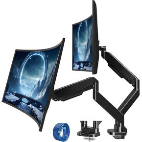 MOUNT PRO Dual Monitor Desk Mount for 39" Ultrawide Screen up to 33lbs, Heavy Duty Monitor Arm Double Gas Spring Arms for 2 Monitors, Adjustable Computer Monitor Stand with USB, VESA 75x75 100x100