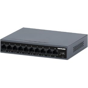 Intellinet 10-Port PoE+ Fast Ethernet Switch - with 8 FE Ports and 2 FE Uplink Ports – 95W Poe Power Budget – Manual VLAN & Poe Extend Mode – 3 Yr Mfg Warranty – 562102