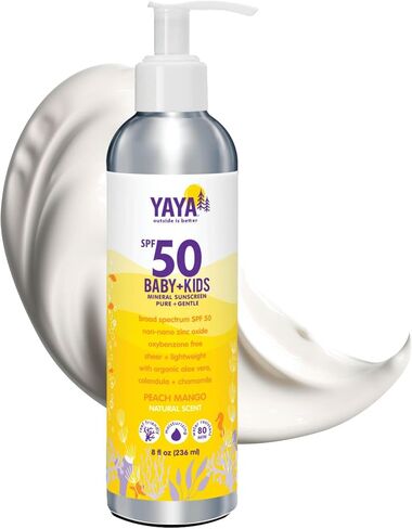 YAYA ORGANICS Baby + Kids Mineral Sunscreen Lotion, SPF 50, Reef-Friendly, Non-Nano Zinc Oxide, Water-Resistant, Hypoallergenic, Pure + Gentle for delicate skin, 3 oz in Saudi Arabia