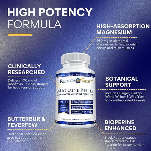 تم التحقق من الأبحاث لتخفيف الصداع النصفي - مكمل ثنائي المفعول - يقلل من شدته ومدته، ويوازن الهرمونات - مع الزنجبيل والجينكو بيلوبا - 60 كبسولة في كل زجاجة - كمية تكفي لمدة 3 أشهر in Kuwait