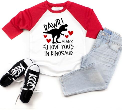 Bump and Beyond Designs Dinosaur Valentine's Shirt Boys, Rawr Means I Love You in Saudi Arabia