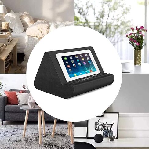 Tablet Pillow Stand for Ipad,Pillow Soft Pad for Lap with Pocket Multi-Angle Soft Pillow Lap Stand for iPads,Tablets,E-Readers, Smartphones, Books,Magazines (Black) in Saudi Arabia