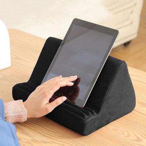 Tablet Pillow Stand for Ipad,Pillow Soft Pad for Lap with Pocket Multi-Angle Soft Pillow Lap Stand for iPads,Tablets,E-Readers, Smartphones, Books,Magazines (Black) in Saudi Arabia