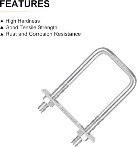 DTGN M8x60x90mm(ThreadxWxL) Square U Bolt - 2Pack - Good for Trailer Pipe Replacement Parts - 304 Stainless Steel U Shape Bolts in Kuwait