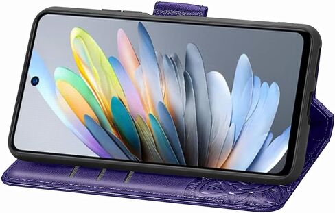 for Motorola Moto Edge 5G 2025 Phone Case Wallet,Women Man Flip Folio Cover Credit Card Holders Butterfly Flower Embossed PU Leather Wrist Strap Kickstand Case for Moto Edge 5G 2025 Purple in Kuwait