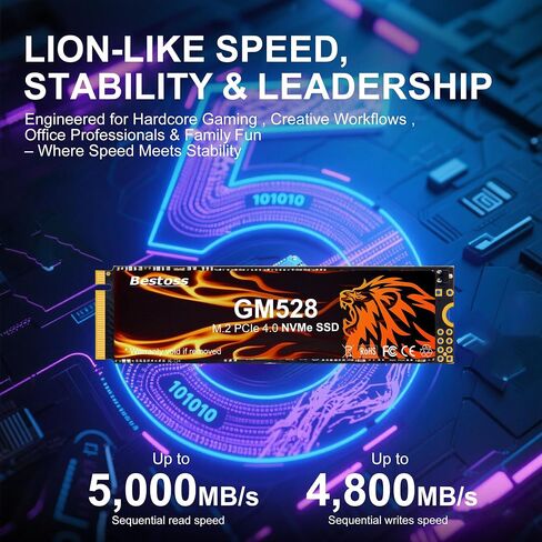 GM528 512GB M.2 SSD NVMe PCIe 2280 Internal Solid State Hard Drive, Up to 5000 MB/s, 3D NAND SLC Cache, SSD for Gaming PC Storage, Business Laptop, Home Entertainment, Creative Workflow in Saudi Arabia
