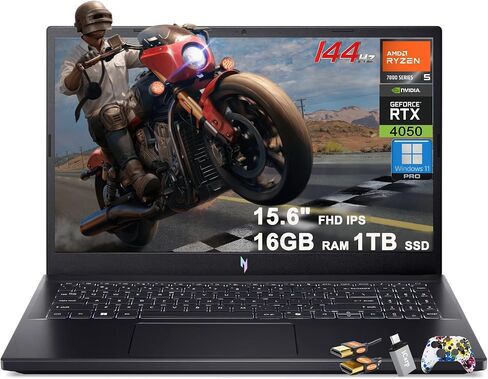 acer Nitro V 15 Gaming Laptop 15.6" FHD IPS 144Hz AMD 6-core Ryzen 5 7535HS 16GB DDR5 1TB SSD GeForce RTX 4050 Backlit USB-C Win11Pro w/ICP Accessory in Saudi Arabia