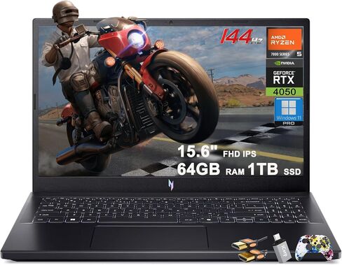 acer Nitro V 15 Gaming Laptop 15.6" FHD IPS 144Hz AMD 6-core Ryzen 5 7535HS 16GB DDR5 1TB SSD GeForce RTX 4050 Backlit USB-C Win11Pro w/ICP Accessory in Saudi Arabia