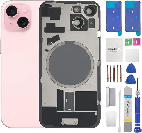 15 Back Glass Replacement with Metal Camera Frame and Lens Glass &Magnet for iPhone 15 (6.1-inch Black) & Includes Replacement Tools in Saudi Arabia