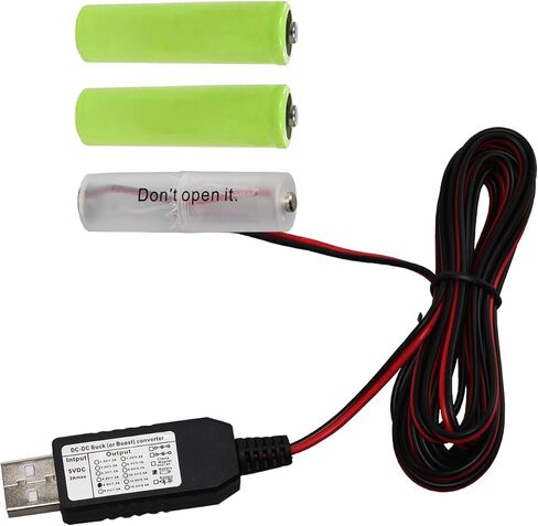 Battery Eliminator Replace USB Power Supply Converter Kit, 5V to 1.5V/3V/4.5V/6V/9V, 1-4 AA/AAA Cables 200cm Connect Multi for LED Light (3AA-4.5V) in Kuwait