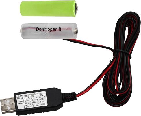 Battery Eliminator Replace USB Power Supply Converter Kit, 5V to 1.5V/3V/4.5V/6V/9V, 1-4 AA/AAA Cables 200cm Connect Multi for LED Light (3AA-4.5V) in Kuwait