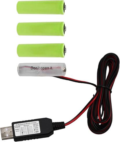 Battery Eliminator Replace USB Power Supply Converter Kit, 5V to 1.5V/3V/4.5V/6V/9V, 1-4 AA/AAA Cables 200cm Connect Multi for LED Light (3AA-4.5V) in Kuwait