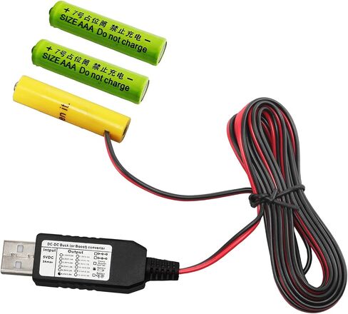 Battery Eliminator Replace USB Power Supply Converter Kit, 5V to 1.5V/3V/4.5V/6V/9V, 1-4 AA/AAA Cables 200cm Connect Multi for LED Light (3AA-4.5V) in Kuwait