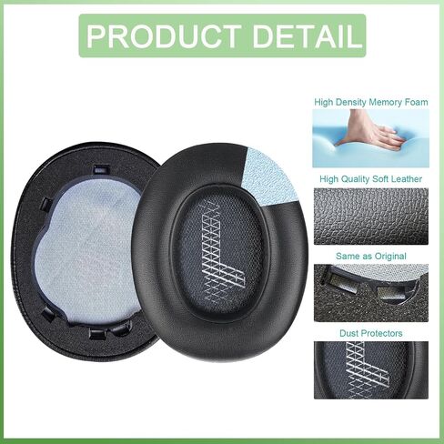 hopopower Replacement Earpads for JBL Live 650(650NC 650BTNC)/Live 660 (660NC 660BTNC)/JBL E65 E65BTNC/ Duet NC, Ear Pads Cushions with Noise Isolation Memory Foam,Soft Protein Leather (Dark Black) in Saudi Arabia